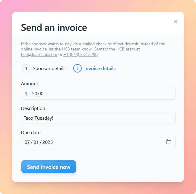 Screenshot of the new invoice UI - page 2